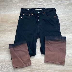 Levi’s black jeans with hombre wash on ankles